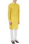 Chatenya Mittal Yellow Check Pattern Cotton Kurta Online at Aza Fashions Chatenya Mittal_Yellow Check Pattern Cotton Kurta_Online_at_Aza_Fashions