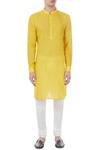Shop Chatenya Mittal Yellow Check Pattern Cotton Kurta Online at Aza Fashions Shop_Chatenya Mittal_Yellow Check Pattern Cotton Kurta_Online_at_Aza_Fashions