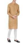 Buy_Chatenya Mittal_Beige Houndstooth Pattern Classic Kurta_at_Aza_Fashions