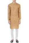 Shop_Chatenya Mittal_Beige Houndstooth Pattern Classic Kurta_Online_at_Aza_Fashions