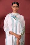 Ruh Clothing_White Chiffon Hand Embroidered Chikankari V Neck Kurta Set _Online_at_Aza_Fashions