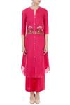 Shop_Desert Shine by Sulochana Jangir_Pink Linen Georgette Asymmetric Embroidered Kurta And Palazzo Set_Online_at_Aza_Fashions