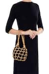 Shop_Devina Juneja_Gold Knot Design Potli Bag _at_Aza_Fashions