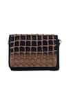Buy_Devina Juneja_Beige Faux Leather Woven Clutch _at_Aza_Fashions