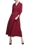 Buy_Manika Nanda_Red Blended Cotton V Neck Wrap Dress _at_Aza_Fashions
