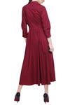 Shop_Manika Nanda_Red Blended Cotton V Neck Wrap Dress _at_Aza_Fashions
