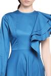 Buy_Manika Nanda_Blue Cotton Satin Round Ruffle Midi Dress For Women_Online_at_Aza_Fashions