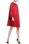 Buy_Manika Nanda_Red Cotton Satin Round Flared Dress For Women_at_Aza_Fashions