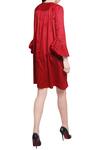Shop_Manika Nanda_Red Cotton Satin Round Flared Dress For Women_at_Aza_Fashions