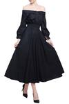 Buy_Manika Nanda_Black Off Shoulder Midi Dress For Women_at_Aza_Fashions