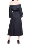Shop_Manika Nanda_Black Off Shoulder Midi Dress For Women_at_Aza_Fashions