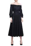 Manika Nanda_Black Off Shoulder Midi Dress _Online_at_Aza_Fashions