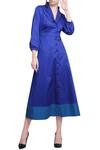 Buy_Manika Nanda_Blue Lapel Peak Flared Jacket Dress _at_Aza_Fashions