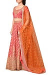 Buy_RI.Ritu Kumar_Coral Silk Dupion Embroidered Round Blouse Lehenga Set _Online_at_Aza_Fashions