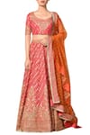 Shop_RI.Ritu Kumar_Coral Silk Dupion Embroidered Round Blouse Lehenga Set _Online_at_Aza_Fashions