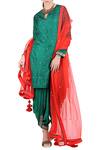 Buy_Nikasha_Green Silk Kurta And Dhoti Pant Set_at_Aza_Fashions