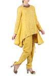 Shop_Nikasha_Yellow Asymmetric Kurta And Dhoti Pant Set_at_Aza_Fashions