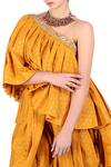 Nikasha_Yellow Asymmetric One Shoulder Blouse And Dhoti Pant Set For Women_Online_at_Aza_Fashions