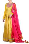 Buy_Nikasha_Yellow Round Foil Print Kalidar Anarkali Set For Women_at_Aza_Fashions