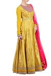Shop_Nikasha_Yellow Round Foil Print Kalidar Anarkali Set For Women_at_Aza_Fashions