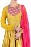 Nikasha_Yellow Round Foil Print Kalidar Anarkali Set For Women_Online_at_Aza_Fashions