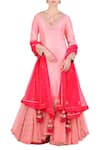 Buy_Nikasha_Pink Round Layered Lehenga And Silk Kurta Set _at_Aza_Fashions