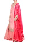 Shop_Nikasha_Pink Round Layered Lehenga And Silk Kurta Set _at_Aza_Fashions