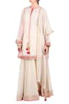 Buy_Nikasha_White Round Kota Silk Kurta And Lehenga Set _at_Aza_Fashions