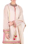 Nikasha_White Round Kota Silk Kurta And Lehenga Set _Online_at_Aza_Fashions