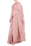 Shop_Nikasha_Pink Round Chanderi Brocade Saree With Blouse For Women_at_Aza_Fashions