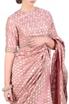 Nikasha_Pink Round Chanderi Brocade Saree With Blouse For Women_Online_at_Aza_Fashions