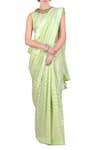 Buy_Nikasha_Green Round Foil Print Saree With Blouse For Women_at_Aza_Fashions