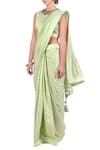 Shop_Nikasha_Green Round Foil Print Saree With Blouse For Women_at_Aza_Fashions