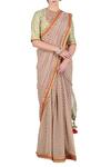 Buy_Nikasha_Green Round Printed Saree With Blouse For Women_at_Aza_Fashions