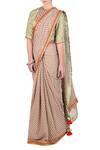 Shop_Nikasha_Green Round Printed Saree With Blouse For Women_at_Aza_Fashions