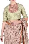 Nikasha_Green Round Printed Saree With Blouse For Women_Online_at_Aza_Fashions