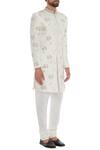 Mapxencars_Cream Hand Embroidered Silk Sherwani Set_Online_at_Aza_Fashions