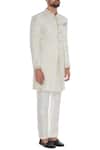Mapxencars_Off White Silk Sherwani Set_Online_at_Aza_Fashions