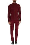 Shop_Mapxencars_Maroon Suiting Fabric Single Breasted Set _Online_at_Aza_Fashions