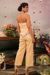 Shop_Ruh Clothing_Beige Chanderi, Organic Cotton Bead Work, Floral Hand Embroidered Top And Pant Set _at_Aza_Fashions