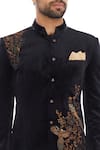 Mapxencars_Blue Velvet Bandhgala Set  _at_Aza_Fashions