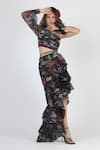 Buy Geisha Designs Black Polyester Printed Floral One Shoulder Botanical Gown at Aza Fashions Buy_Geisha Designs_Black Polyester Printed Floral One Shoulder Botanical Gown _at_Aza_Fashions