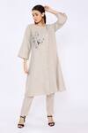 Buy_Linen Bloom_Beige Linen Tunic_at_Aza_Fashions