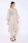 Linen Bloom_Beige Linen Tunic_Online_at_Aza_Fashions