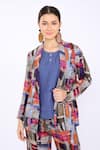 Linen Bloom_Multi Color 100% Pure Linen Printed Tokyo Open Blazer _Online_at_Aza_Fashions