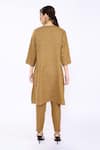 Shop_Linen Bloom_Brown 100% Pure Linen Embroidered Round Tunic _at_Aza_Fashions