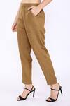 Buy_Linen Bloom_Brown 100% Pure Linen Pencil Pant _Online_at_Aza_Fashions