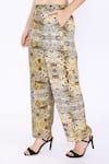 Shop_Linen Bloom_Multi Color 100% Pure Linen Printed Diamond Pant _Online_at_Aza_Fashions