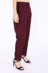 Linen Bloom_Wine 100% Pure Linen Pencil Pant _Online_at_Aza_Fashions