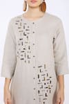 Buy_Linen Bloom_Beige 100% Pure Linen Cutdana Round Embroidered Tunic_Online_at_Aza_Fashions
